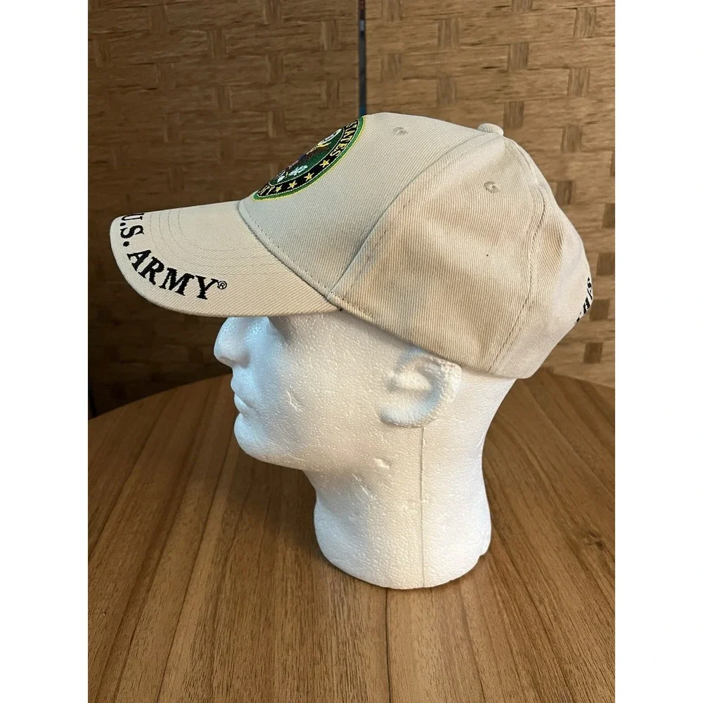 Eagle Emblems US Army Khaki Cotton Adjustable Cap‎ Hat Army Emblem Slogan